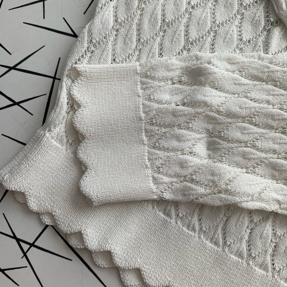 WHITE POINTELLE CROP KNIT - Picture 2 of 5